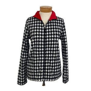 Kim Rogers Black White Check Fleece Jackets Small NWOT